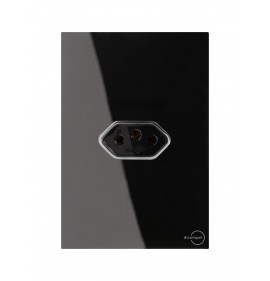 Conjunto Tomada horizontal 10a 4x2 - Novara Glass Preto Cromado